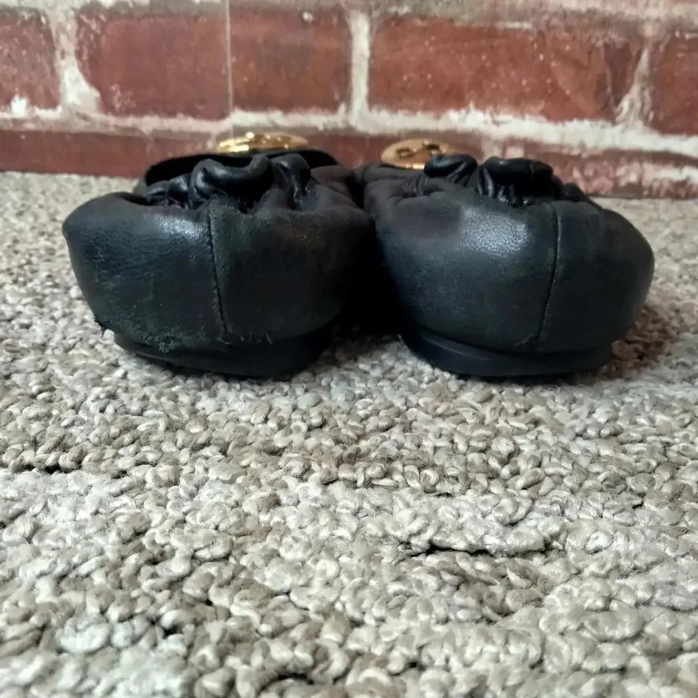 Tory Burch Flats Womens Size 7 Black Leather TLC Project Ballet Mini